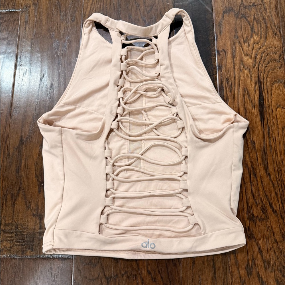 ALO Yoga Peach Lace-Up Crop Top. SOLD!!